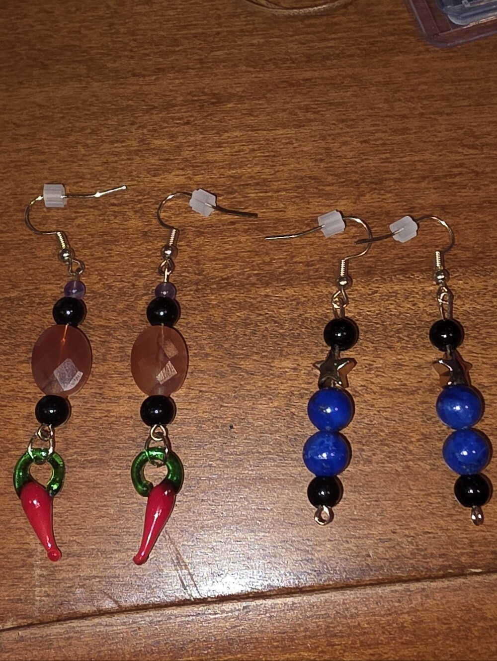 Handmade Carnelian And Chili Pepper Earrings And Lapis Astrology Set